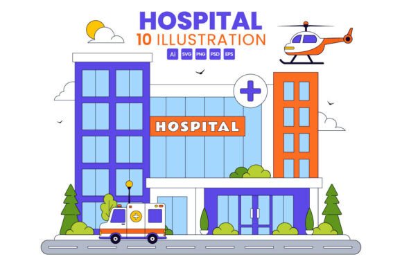10 Hospital Building Illustration