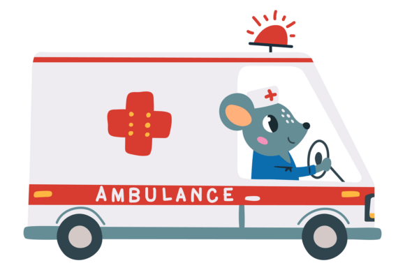 Animal Ambulance with Mouse Driver. Medi