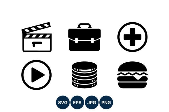 Black Icons Clapperboard Briefcase