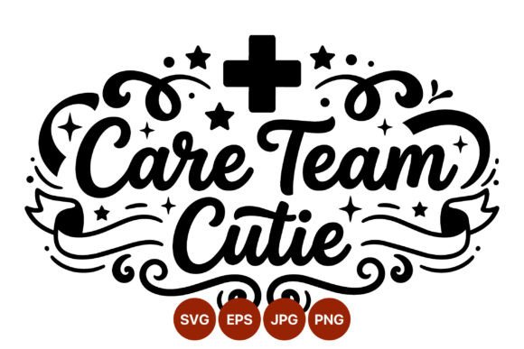 Care Team Cutie Calligraphy Vector