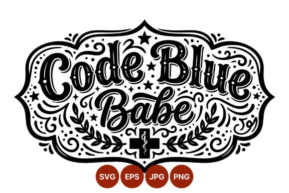 Code Blue Babe Hand Lettering Vector