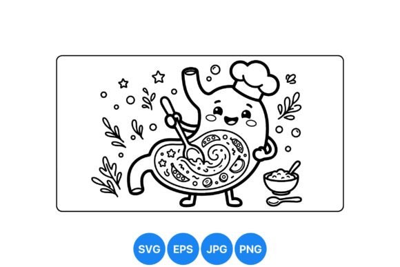 Cute Cooking Stomach Illustration
