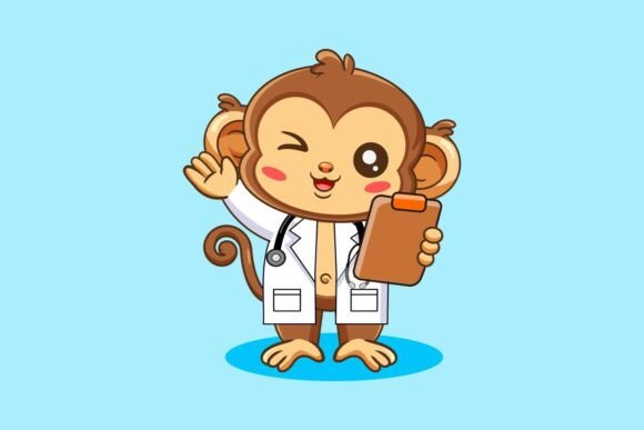 Cute Monkey Doctor with Stethoscope