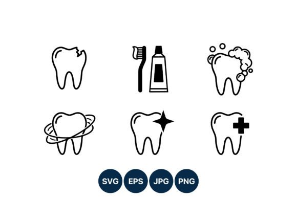 Dental Care Black White Icons