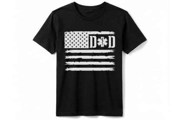 EMT Dad American Flag T-shirt