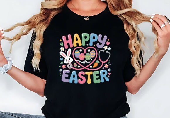 Happy Easter Day Nursing Bunny Ears Egg