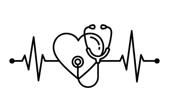 Heartbeat Stethoscope Line Icon