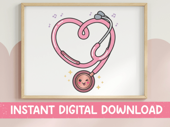 Kawaii Pink Heart Stethoscope Design