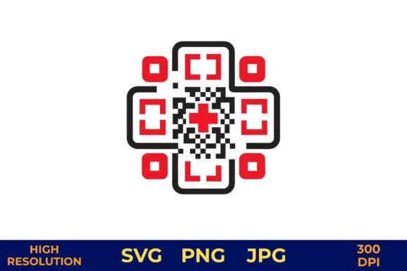Red Cross QR Code Vector for Health Apps