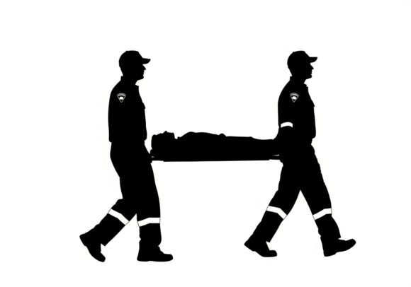 Silhouette Emergency Responders Carrying