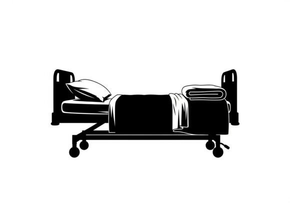 Silhouette Hospital Bed Pillow Wheel