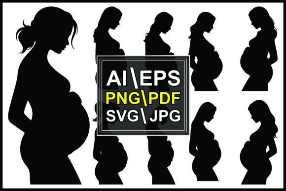 Silhouettes Eight Pregnant Women
