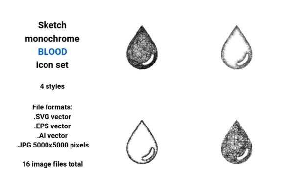 Sketch Blood Icon Set