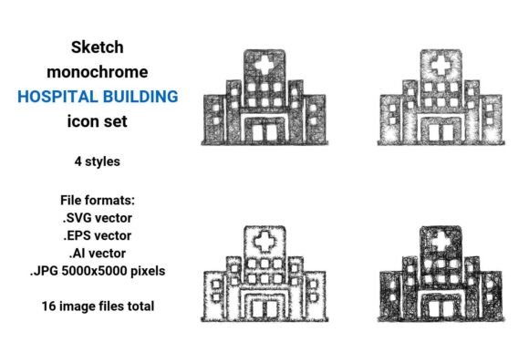 Sketch Hospital Building Icon Set