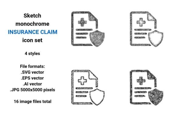Sketch Insurance Claim Icon Set