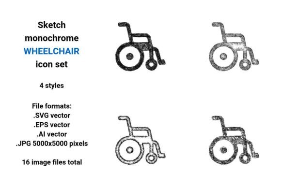 Sketch Wheelchair Icon Set